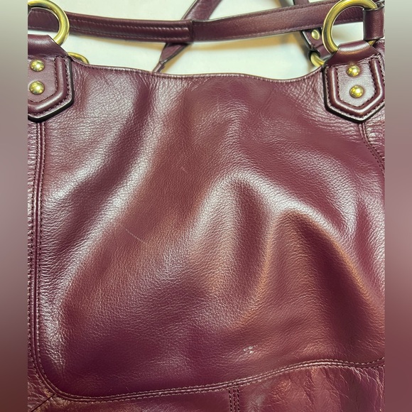 Coach Campbell Belle Bordeaux Burgundy Leather Shoulder Bag Gold Hardware - Picture 13 of 15